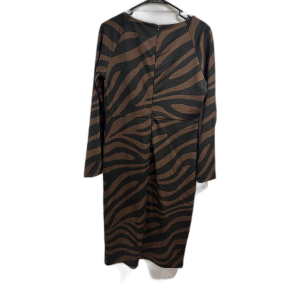 Max Mara Weekend Knitted Dark Brown and Black Tiger Print Dress LG - Picture 3 of 7